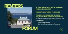 Fit to Rent: Healthy homes in hot summers and cold winters | Renters Forum Hobart (Tasmania)