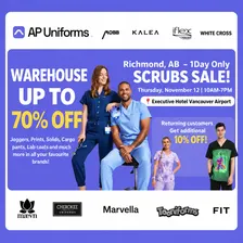 Warehouse Scrubs Sale – Richmond, BC – 1 Day Only