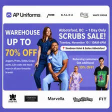 Warehouse Scrubs Sale – Abbotsford, BC – 1 Day Only