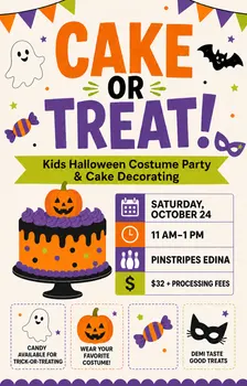 Cake or Treat! Kids Halloween Costume Party & Cake Decorating