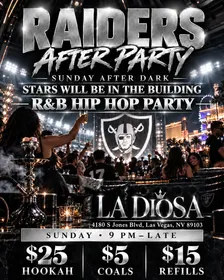 EVERY SUNDAY $25 hookah RAIDERS AFTER PARTY