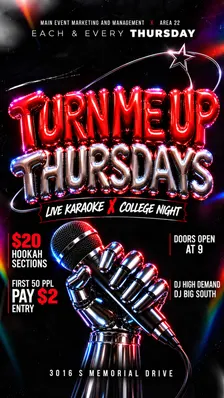 TURN ME UP THURDAYS: KARAOKE x COLLEGE NIGHT SERIES