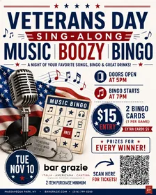 Veterans Day Sing Along Music Boozy Bingo
