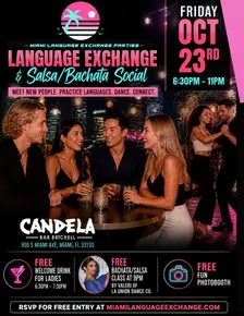 Miami Language Exchange Parties💃 Salsa/Bachata in Brickell + Free Drink & Class