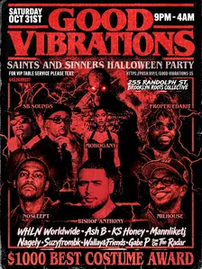 Good Vibrations: Saints & Sinners Halloween Costume party @ Brooklyn Roots Collective ($1000 BEST COSTUME PRIZE)