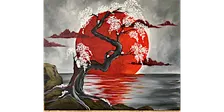 Japanese Crimson Moon - Paint and Sip in Norfolk | Classpop!™