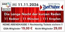 Die Lange Nacht der kurzen Reden - 11 Redner je 11 Minuten und 111 Krapfen