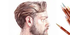 Portrait drawing in colour pencil: Jake Spicer x Derwent Drawing (morn)