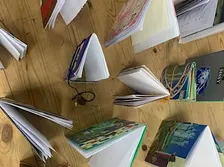 Book Binding- scrap material soft cover sketchbooks 1/11
