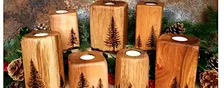 Pyrography - rustic Christmas tealight holders booked out