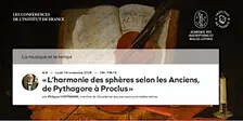 « L'harmonie des sphères selon les Anciens, de Pythagore à Proclus »