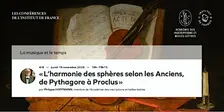 « L'harmonie des sphères selon les Anciens, de Pythagore à Proclus »