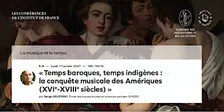La conquête musicale des Amériques (XVIe-XVIIIe siècles)