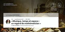 « Musique, temps et espace : un regard de mathématicien »