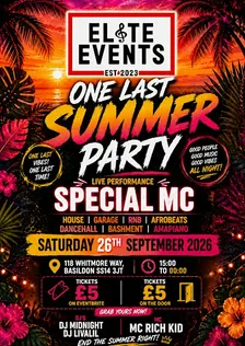 One Last Summer Party 2026 | House • Garage • RnB • Afrobeats