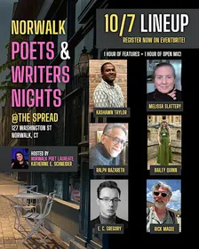 10/7 Norwalk Poets & Writers Night - Features + Open Mic!