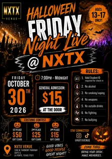 Halloween Friday Night Live @ NXTX | Ages 13–17