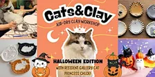 Cats&Clay - clay workshop in cat gallery with resident cat - Halloween