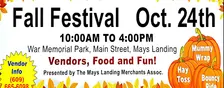 Mays Landing's 2026 Fall Festival - Vendor Registration