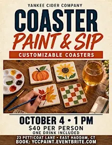 Customizable Coaster Paint & Sip at Yankee Cider Company