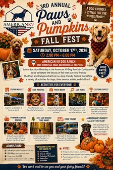 AmericanK9's 3rd Annual Paws and Pumpkins Fall Fest!