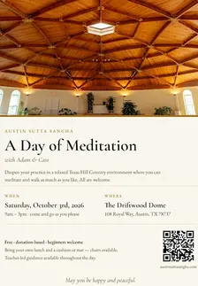 One Day Meditation Retreat at The Driftwood Dome.