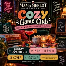Cozy Game Club at the Speakesy