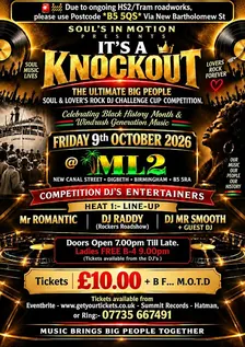 "IT'S A KNOCKOUT" THE MIDLANDS ULTIMATE SOUL & LOVERS ROCK DJ CHALLENGE CUP