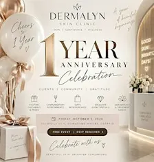 Join us as we celebrate ONE incredible year of Dermalyn Skin Clinic! ✨