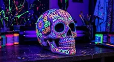 Blacklight Ceramic Skull Painting with Emilio Cortez