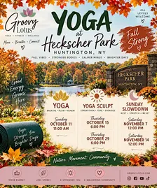 Autumn Themed Huntington Heckscher Yoga in the Park w/Groovy Lotus