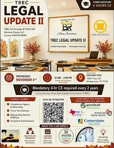 TREC 4hrs CE Legal Update II - Chicago Title in Montgomery TX