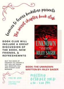 The Secret Chapter Book Club- The Unknown By Riley Sager