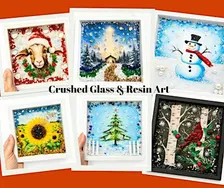Crushed Glass & Resin Framed Art