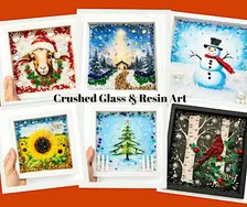 Crushed Glass & Resin Framed Art
