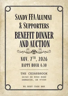 2026 Sandy FFA Alumni & Supporters Benefit Dinner and Auction