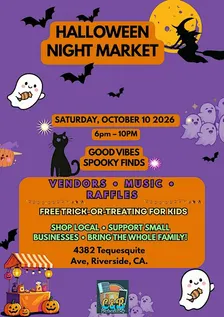 Halloween Night Market with vendors, music and free trick or treating.