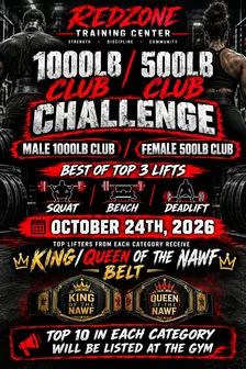 Redzone 1000/500lb Club Challenge