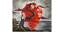 Japanese Crimson Moon - Paint and Sip in Chicago | Classpop!™