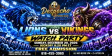 Lions vs. Vikings Watch Party at Despecho Sports Bar