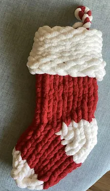 Super Chunky yarn finger knitting Christmas stocking workshop