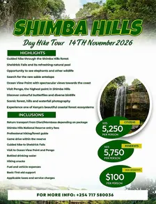 SHIMBA HILLS DAY HIKE – 14TH NOVEMBER 2026! Fro Kshs 5250