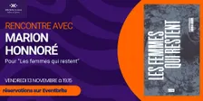 Rencontre avec Marion Honnoré pour"Les femmes qui restent"
