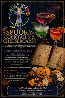 Spooky Cocktail and Cheeseboard