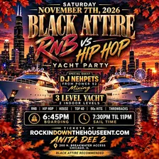 R&B Vs Hip Hop Black Attire Yacht Party (3 Levels) Chicago