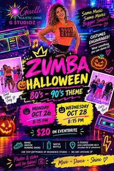 Monday Halloween Zumba 80s 90s at G Studioz
