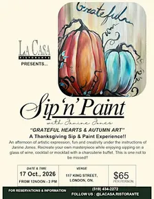 Sip 'n' Paint  October 2026 Edition "GRATEFUL HEARTS & AUTUMN ART"