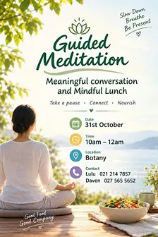 Guided Meditation, Meaningful Conversation and Lunch