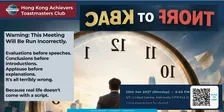 Back to Front - Special Event Hong Kong Achievers Toastmasters Club