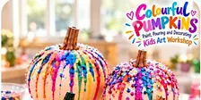 Colourful Pumpkins, Paint Pouring and Decorating Children's Art Workshop